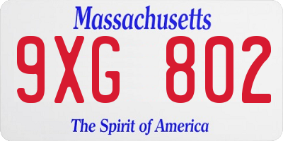 MA license plate 9XG802