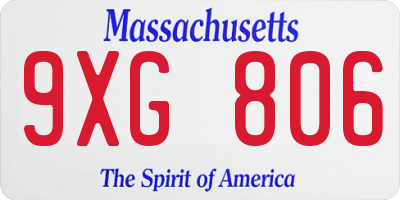 MA license plate 9XG806