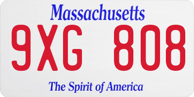 MA license plate 9XG808