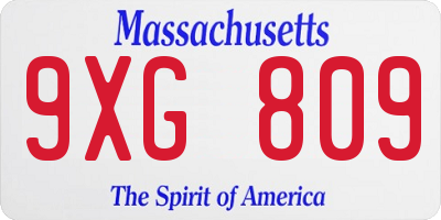 MA license plate 9XG809