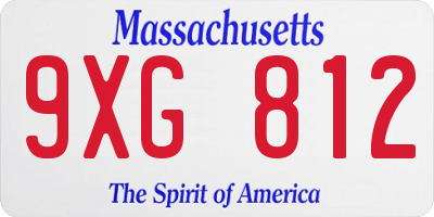 MA license plate 9XG812