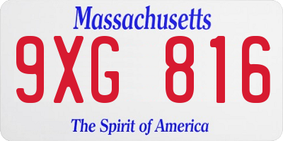 MA license plate 9XG816