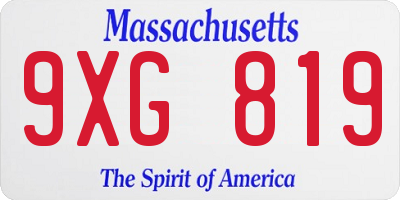 MA license plate 9XG819
