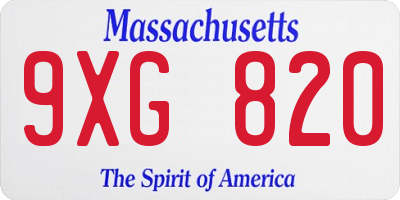 MA license plate 9XG820
