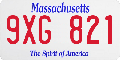 MA license plate 9XG821