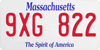 MA license plate 9XG822