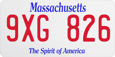 MA license plate 9XG826