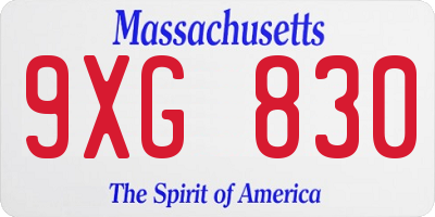 MA license plate 9XG830