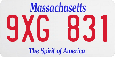 MA license plate 9XG831