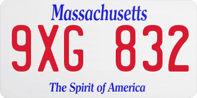 MA license plate 9XG832