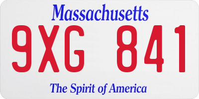 MA license plate 9XG841