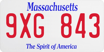 MA license plate 9XG843