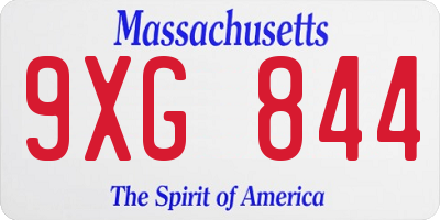 MA license plate 9XG844