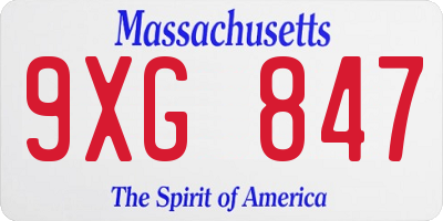 MA license plate 9XG847