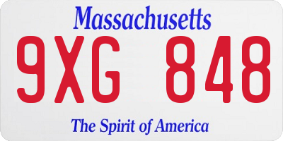 MA license plate 9XG848