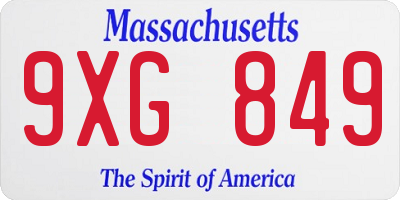 MA license plate 9XG849