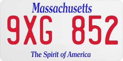 MA license plate 9XG852