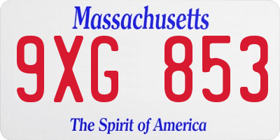 MA license plate 9XG853