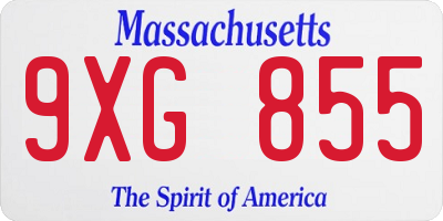 MA license plate 9XG855