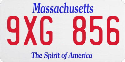 MA license plate 9XG856