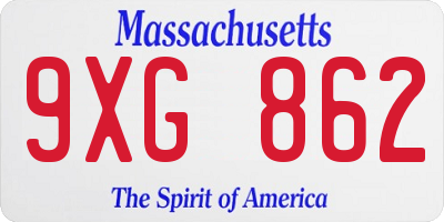MA license plate 9XG862