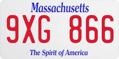 MA license plate 9XG866