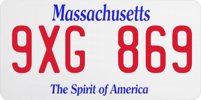MA license plate 9XG869