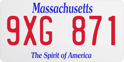MA license plate 9XG871