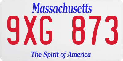 MA license plate 9XG873