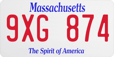 MA license plate 9XG874