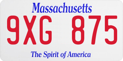 MA license plate 9XG875