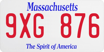 MA license plate 9XG876