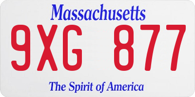 MA license plate 9XG877