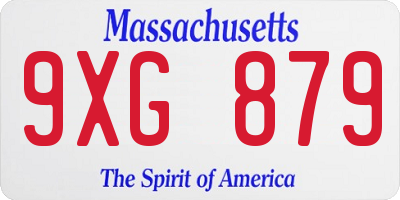 MA license plate 9XG879