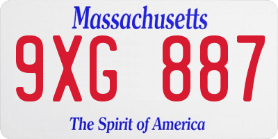 MA license plate 9XG887