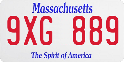 MA license plate 9XG889