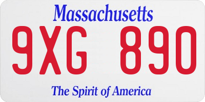 MA license plate 9XG890