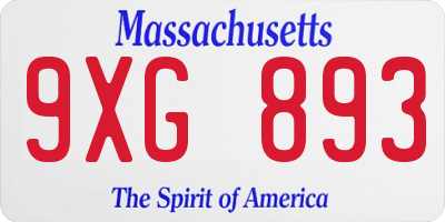 MA license plate 9XG893