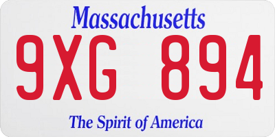 MA license plate 9XG894