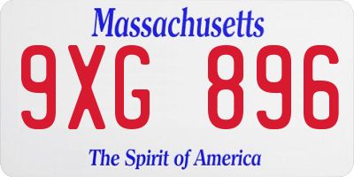 MA license plate 9XG896