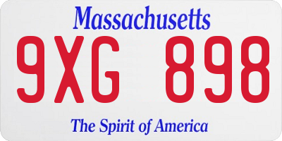 MA license plate 9XG898