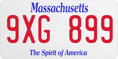 MA license plate 9XG899