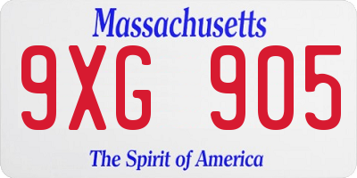 MA license plate 9XG905