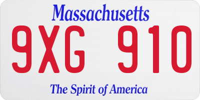 MA license plate 9XG910