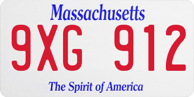 MA license plate 9XG912