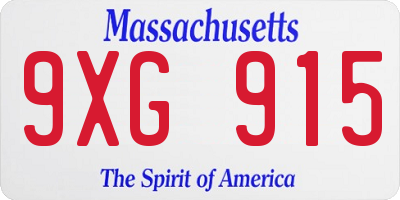 MA license plate 9XG915