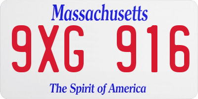 MA license plate 9XG916