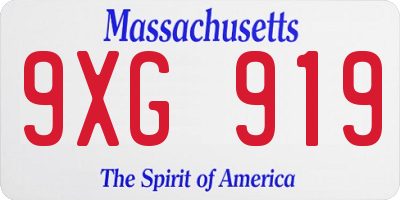 MA license plate 9XG919