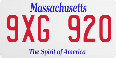 MA license plate 9XG920