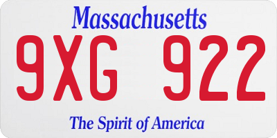 MA license plate 9XG922